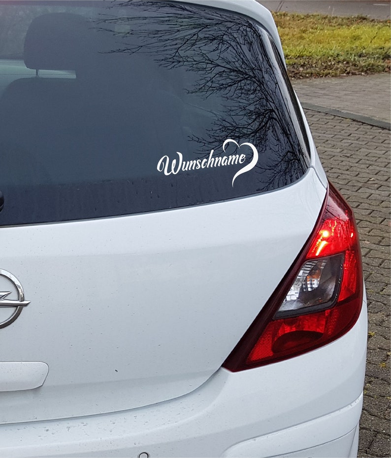 Auto Aufkleber Wunschtext Wunschname Aufkleber mit Herz Sticker Name Länge 20cm Bild 2