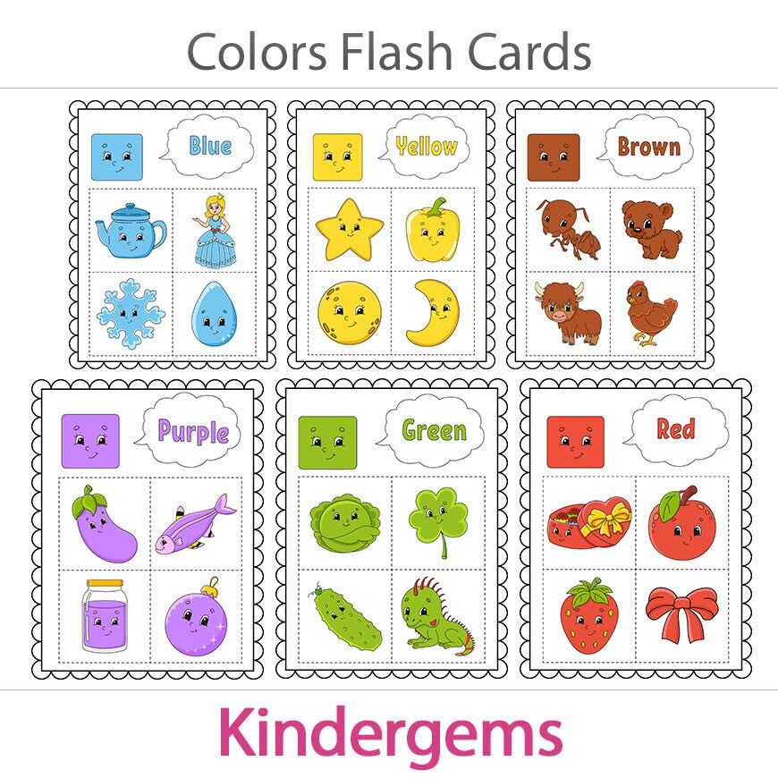 Colors Flash Cards 2 Preschool Kindergarten Homeschool | Etsy