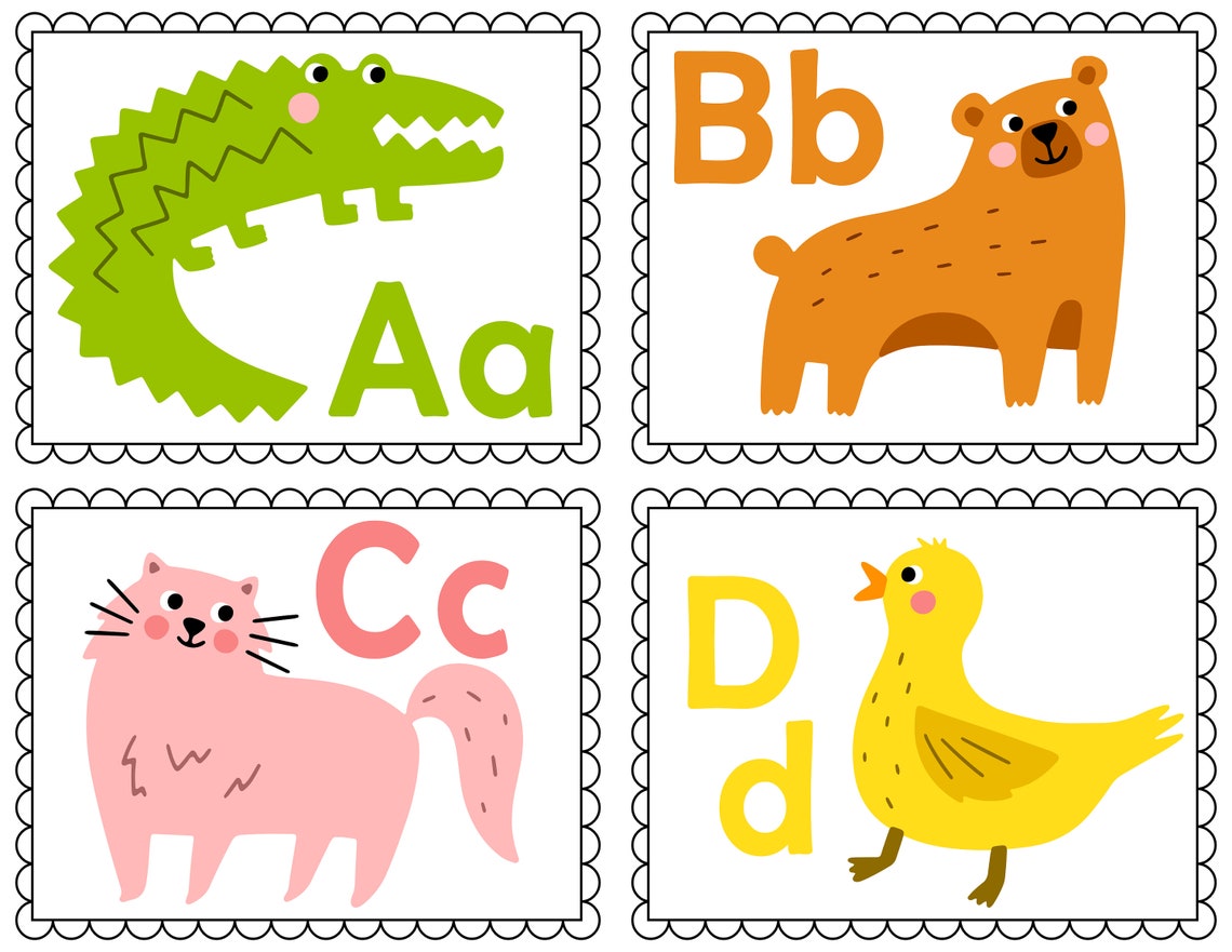 Alphabet Flashcards Animals Vocabulary ABC Word Wall Etsy Australia