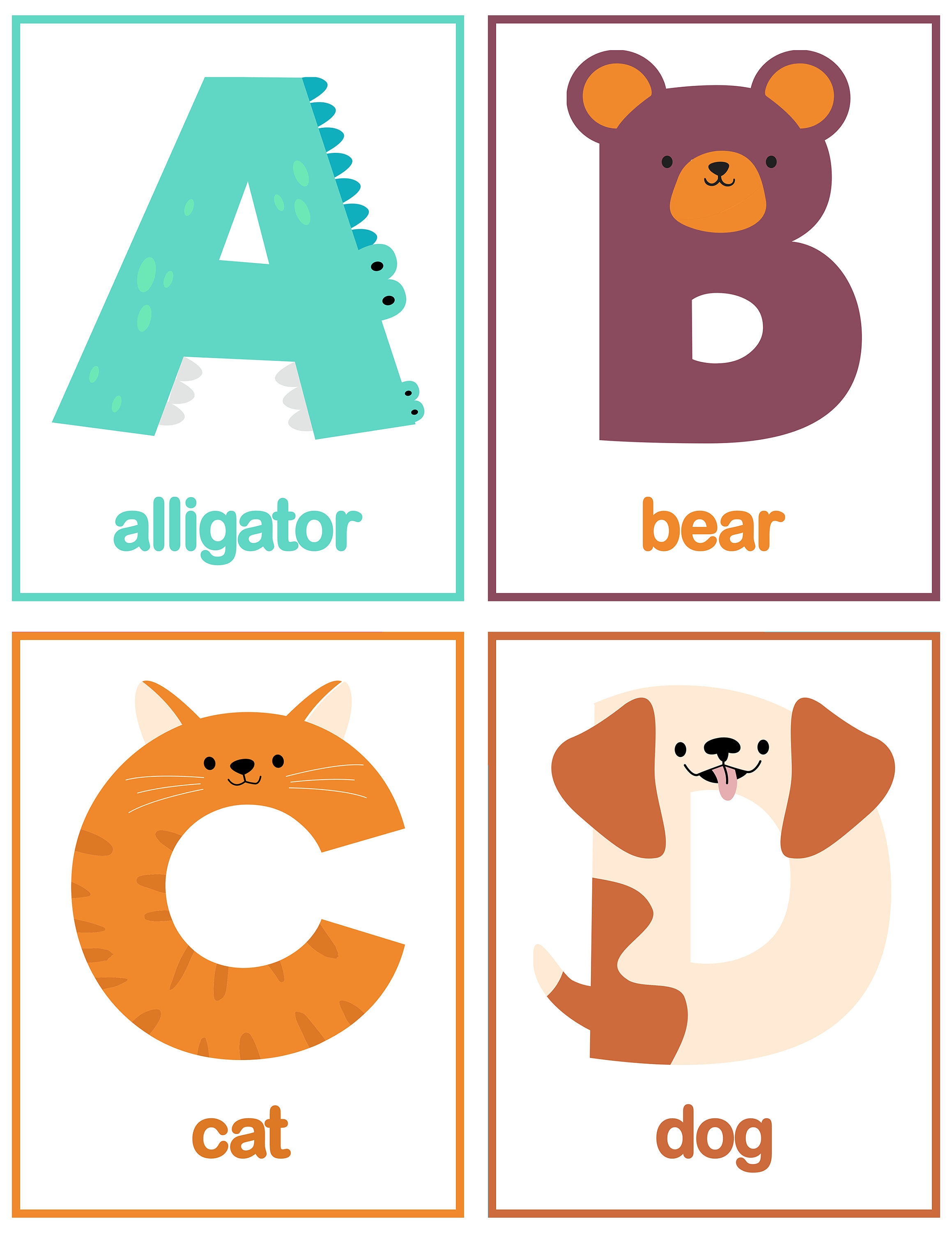 Alphabet Flashcards 12 Preschool Kindergarten Homeschool | Etsy