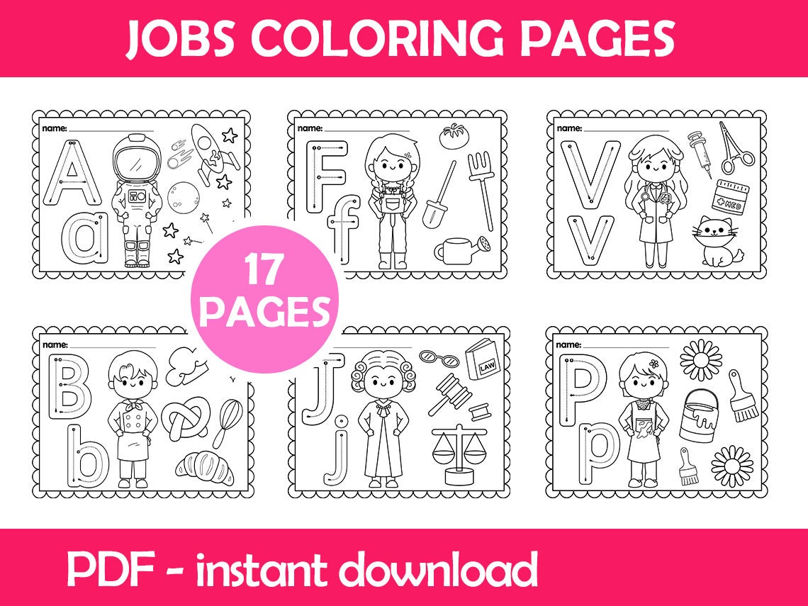 jobs coloring pages occupations writing worksheets etsy australia
