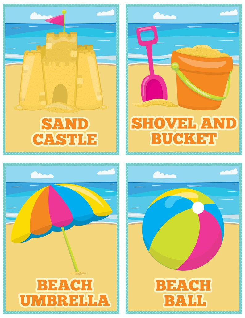 Summer Flashcards Vocabulary Posters Etsy