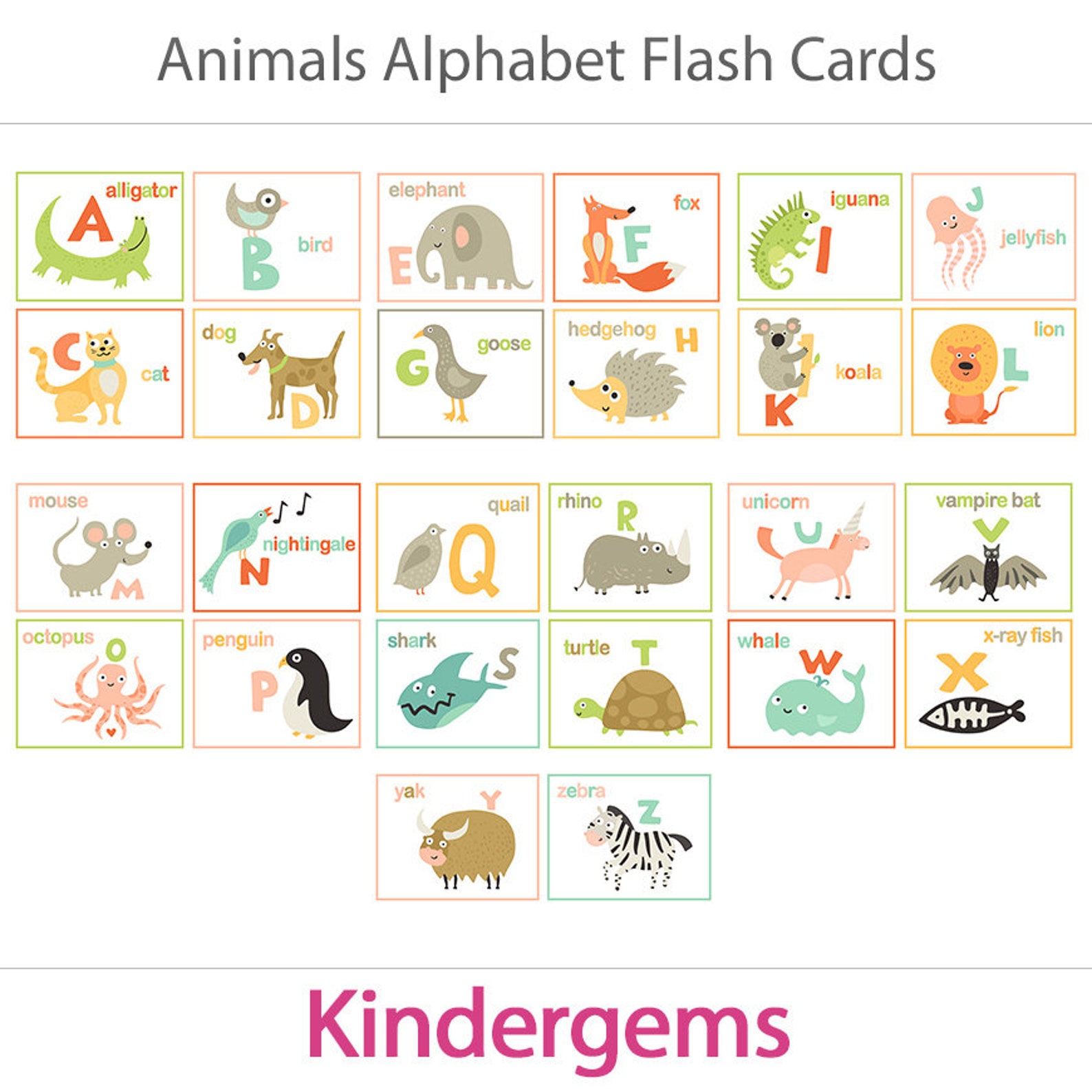 Alphabet Flashcards 13 Preschool Kindergarten Homeschool Etsy