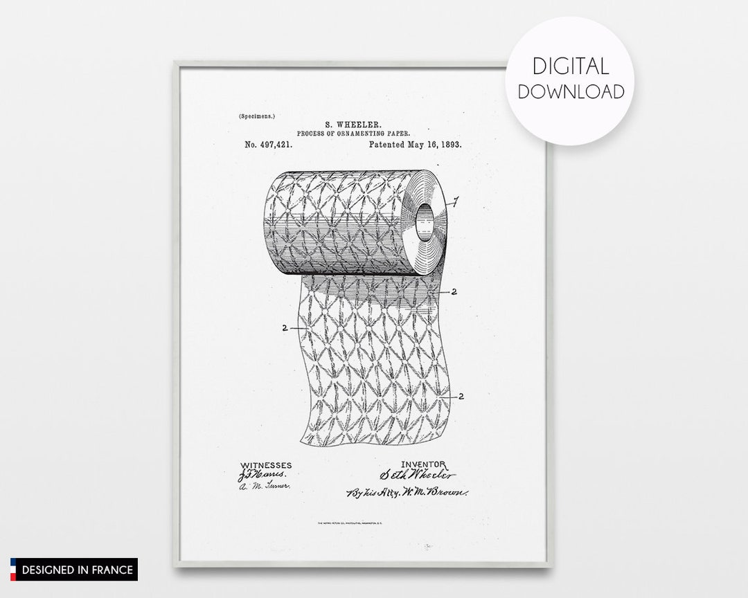 Brevet Papier Toilette funny Bathroom Print Télécharger - Etsy