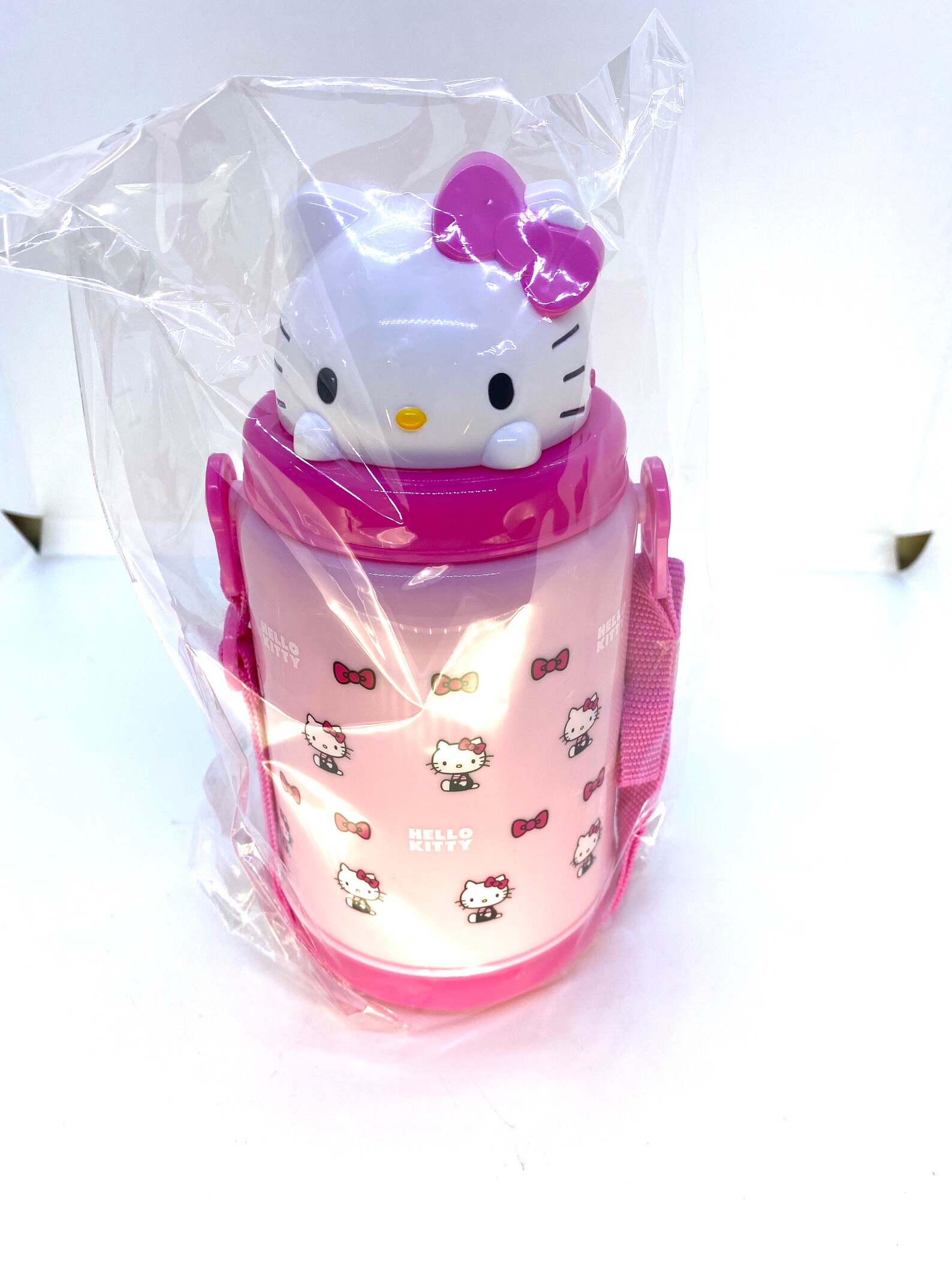 Sanrio Original Hello Kitty Pink Water Bottle With Straw Pop Etsy