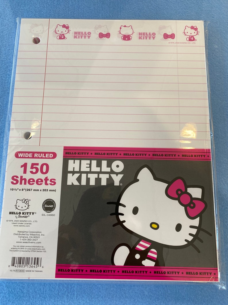 sanrio hello kitty notebook wide ruled paper pack 150