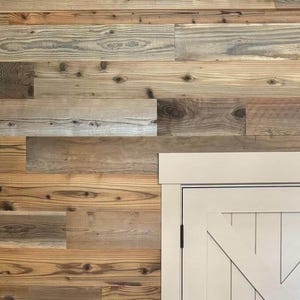 Brushed Tongue & Groove Reclaimed Barn Wood Accent Wall Paneling, Clean Modern Planks, California Redwood Siding, Premium Wirewheeled Boards