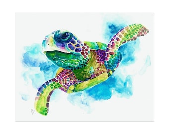 Watercolour Wall Art - Sea Turtle #2
