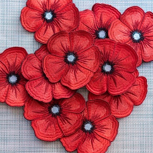 Embroidered Poppy Flower Patch / Mug Pad / Cup Coaster / Home decor accessories / Flower Decoration / Sew on Patch