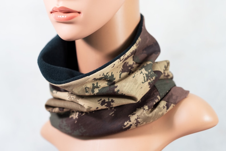 Camo Neck Gaiter With Military Print Fleece Lined Khaki Neck Etsy