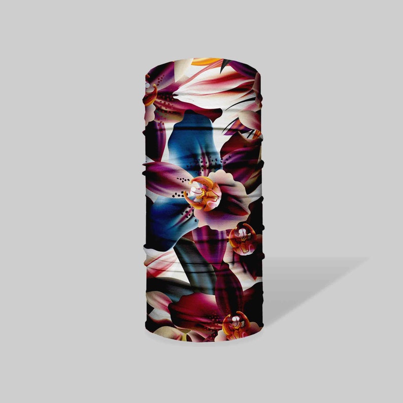 Orchids Bandana Mask, Tube Scarf with Floral Print, Face cover, Orchids Bandana Mask, Tube Scarf with Floral Print, Face cover,