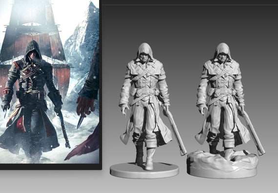 Assassins Creed Rogue Shay Cormac With Snow and Flat Platform STL