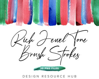 Rich Jewel Tone Digital Brush Stroke Clipart • Logo Artwork • Website Graphics • Watercolor Graphics + Textures • Procreate Graphics