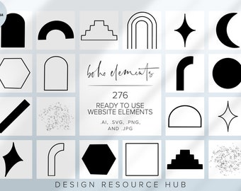 Website Graphics Pack • Black Boho Accents • Website Accents • Website Graphics Pack • Hand Drawn Web Graphics • Website Stock Images