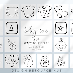 Baby Icon Set • Website Icon Pack • SVG Icons • Social Media Icons • Line Drawing Icon Bundle • Rustic Website Icons • Toy Icons