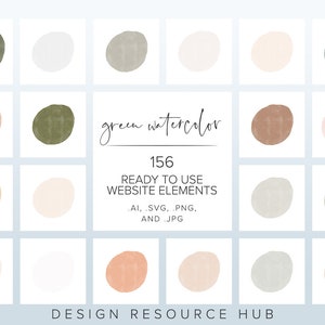Website Graphics Pack • Neutral Watercolor Circles • Website Accents • Website Graphics • Hand Drawn Web Graphics • Website Stock Images