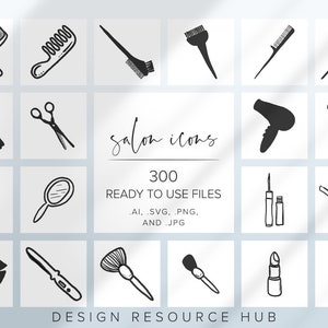 Salon Icon Set • Website Icon Pack • SVG Icons • Social Media Icons • Line Drawing Icon Bundle • Rustic Website Icons • Stylist Icons