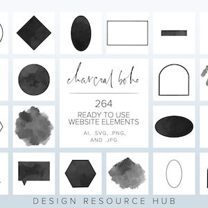 Website Graphics Pack • Black Watercolor Accents • Website Accents • Website Graphics Pack • Hand Drawn Web Graphics • Website Stock Images