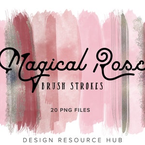 Magical Rose Digital Brush Stroke Clipart • Logo Artwork • Website Graphics • Watercolor Graphics + Textures • Procreate Graphics