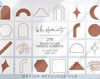 Website Graphics Pack • Taupe Brown Boho Accents • Website Accents • Website Graphics Pack • Hand Drawn Web Graphics • Website Stock Images