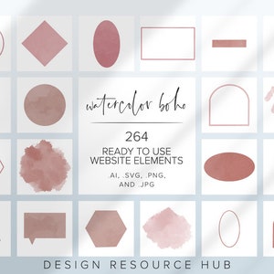Website Graphics Pack • Neutral Watercolor Accents • Website Accents • Website Graphics • Hand Drawn Web Graphics • Website Stock Images