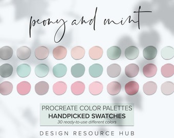 Procreate Color Palette: Peony and Mint • Graphic Design Resource • iPad Design