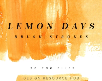 Lemon Days Digital Brush Stroke Clipart • Logo Artwork • Website Graphics • Watercolor Graphics + Textures • Procreate Graphics