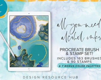 Procreate Set • Stamps + Brushes • Alcohol Ink Megapack 2 • Procreate Brush Set • Digital Brush Set • DIY Digital Design •Procreate Patterns