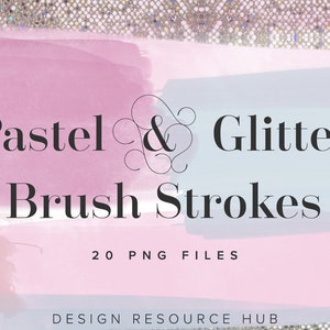 Pastel & Glitter Digital Brush Stroke Clipart • Logo Artwork • Website Graphics • Watercolor Graphics + Textures • Procreate Graphics