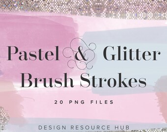 Pastel & Glitter Digital Brush Stroke Clipart • Logo Artwork • Website Graphics • Watercolor Graphics + Textures • Procreate Graphics