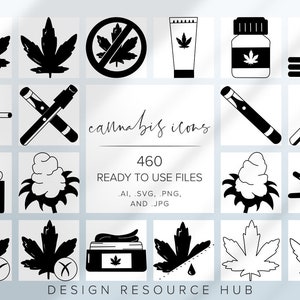 Cannabis Icon Set Website Icon Pack SVG Icons Social Media Icons Line Drawing Icon Bundle Rustic Website Icons Instagram Icons image 1
