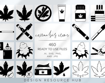 Cannabis Icon Set • Website Icon Pack • SVG Icons • Social Media Icons • Line Drawing Icon Bundle • Rustic Website Icons • Instagram Icons