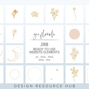 Website Graphics Pack • Geo Florals • Website Accents • Website Graphics Pack • Hand Drawn Web Graphics • Website Stock Images