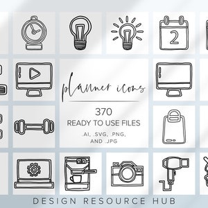 Planner Icon Set • Website Icon Pack • SVG Icons • Social Media Icons • Line Drawing Icon Bundle • Rustic Website Icons • Organization Icons