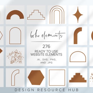 Website Graphics Pack • Golden Brown Boho Accents • Website Accents • Website Graphics • Hand Drawn Web Graphics • Website Stock Images