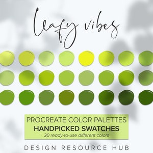 Paleta de cores Procreate: Leafy Vibes • Recurso de design gráfico • Design de iPad