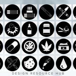 Cannabis Icon Set Website Icon Pack SVG Icons Social Media Icons Line Drawing Icon Bundle Rustic Website Icons Instagram Icons image 2