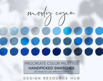 Paleta de colores Procreate: Moody Cyan • Recurso de diseño gráfico • Diseño de iPad