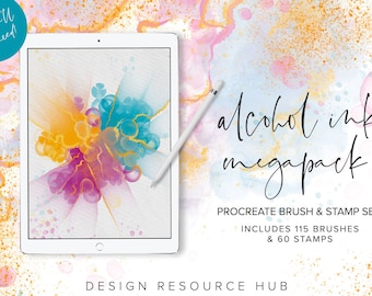 Procreate Set • Stamps + Brushes • Alcohol Ink Megapack • Procreate Brush Set • Digital Brush Set • DIY Digital Design • Procreate Patterns