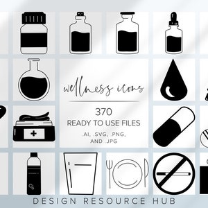 Wellness Icon Set • Website Icon Pack • SVG Icons • Social Media Icons • Line Drawing Icon Bundle • Rustic Website Icons • Instagram Icons