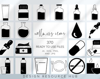 Wellness Icon Set • Website Icon Pack • SVG Icons • Social Media Icons • Line Drawing Icon Bundle • Rustic Website Icons • Instagram Icons