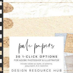 Pale Paper Photoshop Style Pack • One Click Layer Style Pack • Beinhaltet .asl .ai .pat Files + jpg Papers • Text Style • 30 Styles