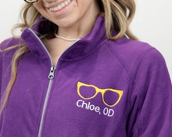 Personalized Optometrist Microfleece Jacket with Name | Microfleece Jacket | Optometrist Jacket | Optician Jacket with Name | OD Jacket