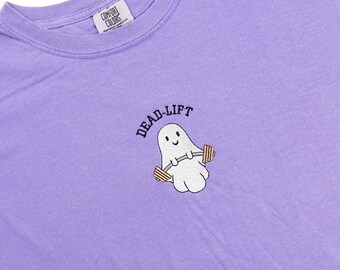 Ghost Dead Lift Halloween Tee | Halloween Tee | Ghost Shirt | Embroidered Halloween | Halloween Embroidery | Embroidered | Aesthetic T-shirt