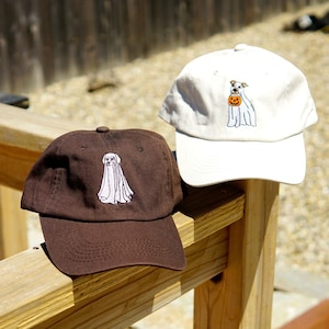 Ghost Dog Ghost Baseball Cap | Embroidered Hat | Halloween Baseball Cap | Ghost Dog Dad Hat | Ghost Dog Baseball Cap | Cute Dad Hat