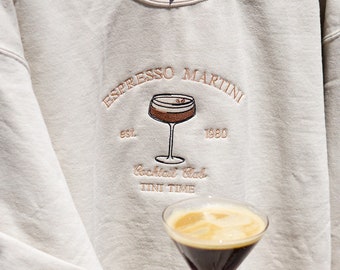 Espresso Martini Cocktail Club Sweatshirt | Besticktes Sweatshirt | Ästhetisches Sweatshirt | Rundhals-Sweatshirt | Pullover | Coktail
