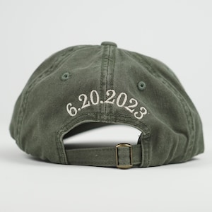 Anniversary Date Custom Pigment-Dyed Dad Hat | Hat | Baseball Cap | Dad Hat | Embroidered Baseball Cap | Embroidered Hat | Date Hat Back
