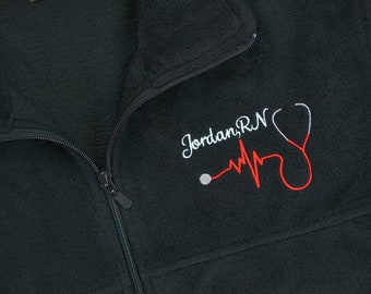 Personalized Nurse Fleece Jacket | Embroidered Jacket | Nurse Jacket | Fleece Jacket | Zip-Up Jacket | Nurse Gift