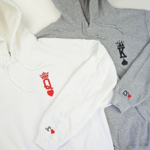 Sudadera con capucha bordada de aniversario de parejas de rey y reina / Regalo de rey y reina / sudadera con capucha linda / regalo para pareja / sudadera con capucha de aniversario