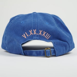 Roman Numerals Anniversary Date Custom Pigment-Dyed Dad Hat | Baseball Cap | Embroidered Baseball Cap | Embroidered Hat | Date Hat Back